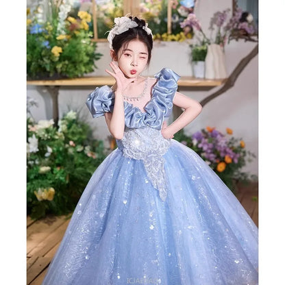 Elegangt Mädchen Abendkleid Luxus Prinzessin Kleid Geburtstag Party Pageant Outfit Kinder Klavier Rezitieren Leistung Formelle Kleidung.