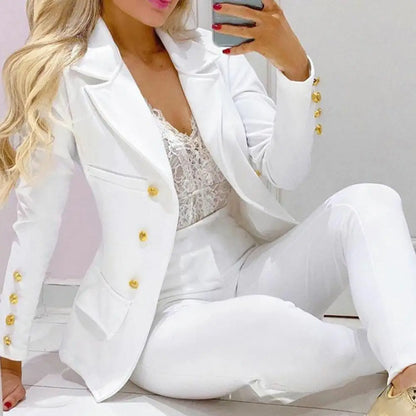 High Waist 2 Pcs/Set Stylish Slim Cardigan Lady Business Two-Piece Set Office Lady Business Suit Cardigan   for Work.