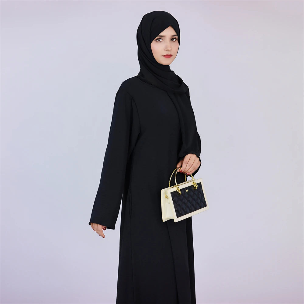 Ramadan Eid Solid Linen Dubai Abaya Turkey Islam Muslim Modest Dress Kaftan Prayer Clothes For Women Kebaya Robe Femme Musulmane