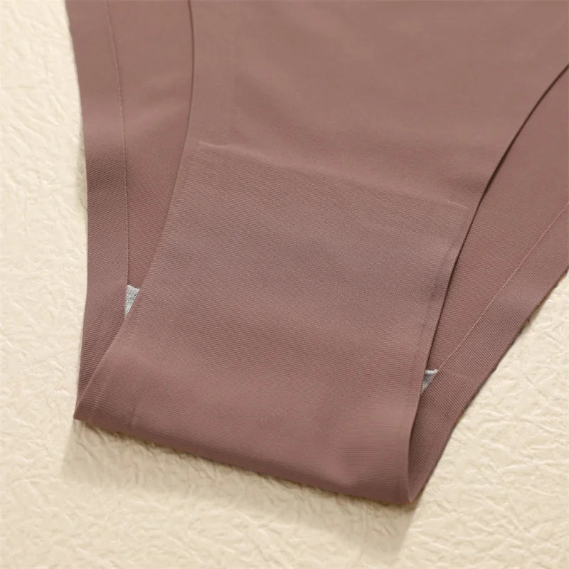 3Pcs/Set Women Seamless Panties Sexy Ultra-thin Briefs Female Ice Silk No Trace Underwear Low Rise Solid Color Soft Lingerie.