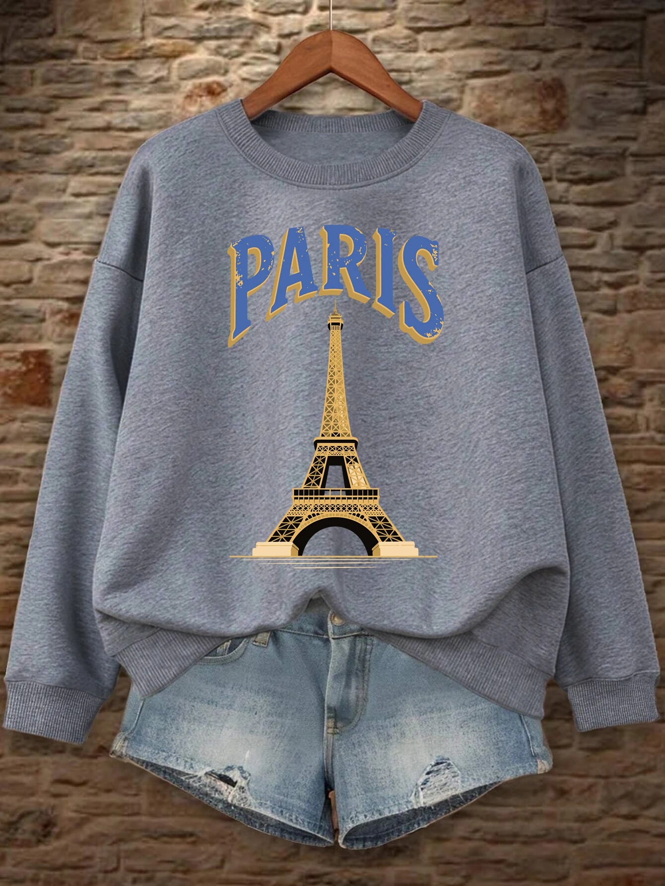 Paris Tower France Print Women Sweatshirt Casual Loose Sportswear All-Match Fleece Pullover Multicolor O-Neck Female Clothes.