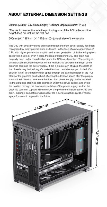 Jonsbo Pinecone D31 Case MATX ITX DTX Small Translucency Sub Screen of Video Games Support ATX Power 360 Cold Exhaust Chassis.