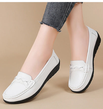 Women Shoes Soft Leather Women's Loafer 2025 New Flats Slip On Casual Shoes Flat Shoes Women White Footwear Zapatos De Mujer.
