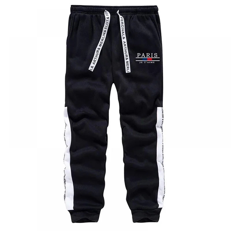 2025 Trendy Paris Print Hooded Tracksuit Men Winter Autumn Casual Jogging Outfit Athletic Sportswear Sweatpants Men's Clothes.