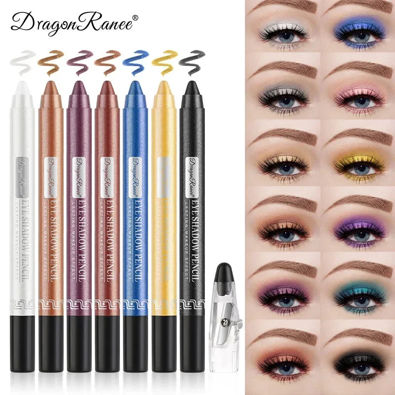 12Colors Glitter Eyeshadow Pen Long Lasting Matte Eye Shadow Palette Shiny Highlighter Silver Purple Eyeliner Pencil Cosmetics.