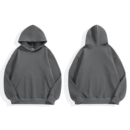 16.9oz 480gsm Heavy Weight Cotton Plus Velvet Hooded Sweater Men Thickened Tight Polar Fleece Pullover Hoodie Women Sweatshirt.