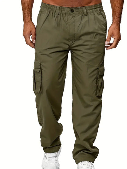Men's Cargo Pants Sweatpants Outdoor Loose Straight Long Trousers Summer Casual Multi-Pocket Durable Workwear Male Trousers.