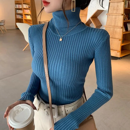 2025, Basis Pullover Herbst Winter Dicken Rollkragenpullover Beiläufige Dünne Gestrickte Pullover Koreanischen Stil Einfache Basis Schicht Warme Tops