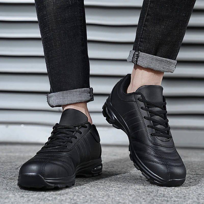 YRZL Mens Running Shoes Casual Outdoors Sneakers Breathable Sports Shoes Lightweight Non Slip Leather Walking Shoes for Men 2025.