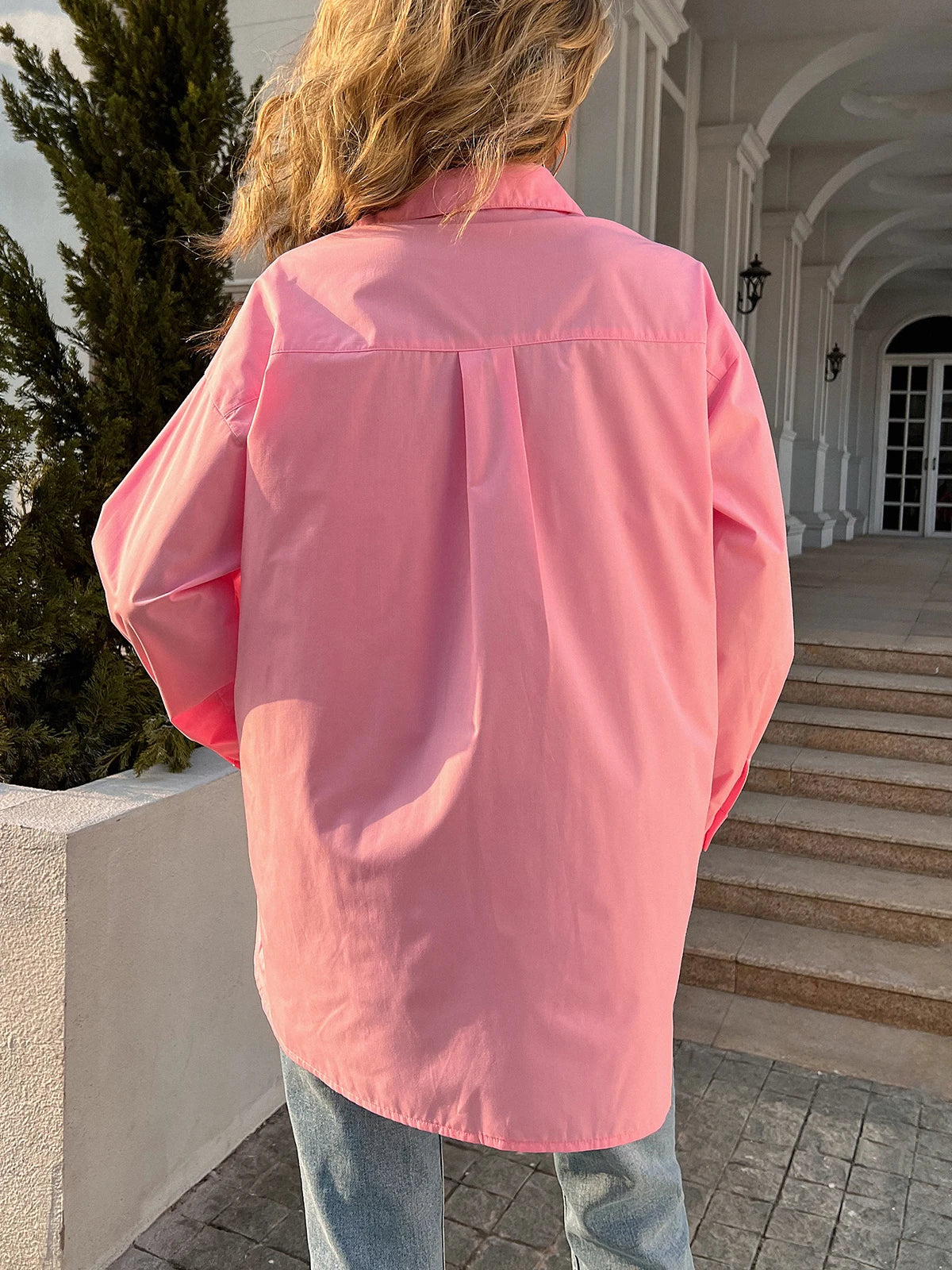 New Long Sleeve Ladies Tops Blouses Button Down Casual Shirt Women Turn-down Solid Collar Loose Blouse Women.