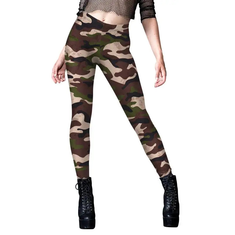 NADANBAO Leggings Women Sporty Pants Camouflage Green Star print Outdoor Hiking Fitness Workout Elastic Sexy Tights Trousers.