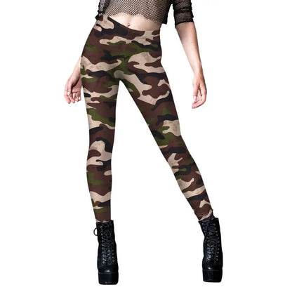 NADANBAO Leggings Women Sporty Pants Camouflage Green Star print Outdoor Hiking Fitness Workout Elastic Sexy Tights Trousers.