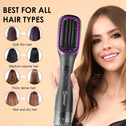 Hatteker Hot Air Comb Styling Comb for Straight Curly Electric Hot Air Brush Women Anion Heating Comb Hair Straightening Brush.
