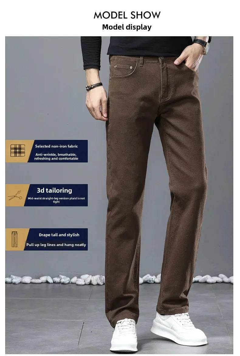 2024 herbst/Winter Neue männer Jeans Business Lose-Fit Gerade Bein Hohe Taille Baumwolle Casual Trendy hosen.