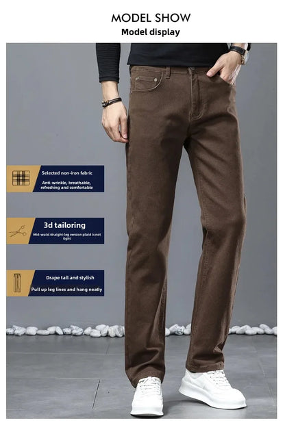 2024 herbst/Winter Neue männer Jeans Business Lose-Fit Gerade Bein Hohe Taille Baumwolle Casual Trendy hosen.