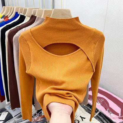 2025 weibliche Casual Pullover Herbst Winter Sexy Aushöhlen Frauen Pullover Schlank Vintage Jumper Weiche Warme Pull Gestrickte Pullover Tops.
