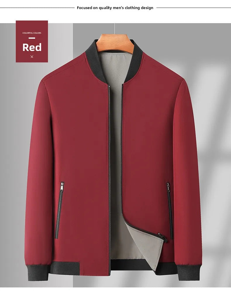 Premium Wrinkle Free Reversible Breathable Baseball Collar Men Blazer Jacket Business Casual Windbreaker Lightweight Coats.