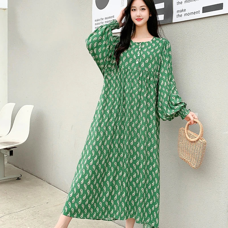Kleid Frauen Kleidung plus Größe Frühling Sommer böhmischen Strand koreanischen Stil Blumen Vintage Vestidos Robe lose Kleider übergroß
