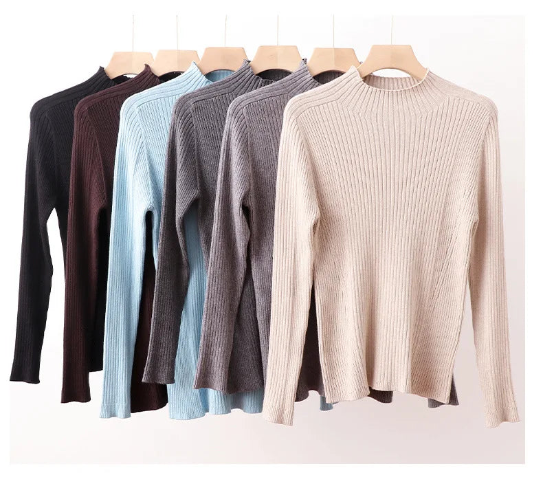 Yuyue Autumn and Winter Silk Cashmere Blended Turtleneck Sweater Women's Korean Version Fashion Slim-fit Pullover Long-sleeved F.
