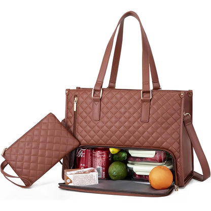 2-in-1-Lunch-Tragetasche für Damen, Schulter-Laptoptasche, großes Fassungsvermögen, mit isoliertem Fach, multifunktionale Picknicktasche für den Außenbereich.