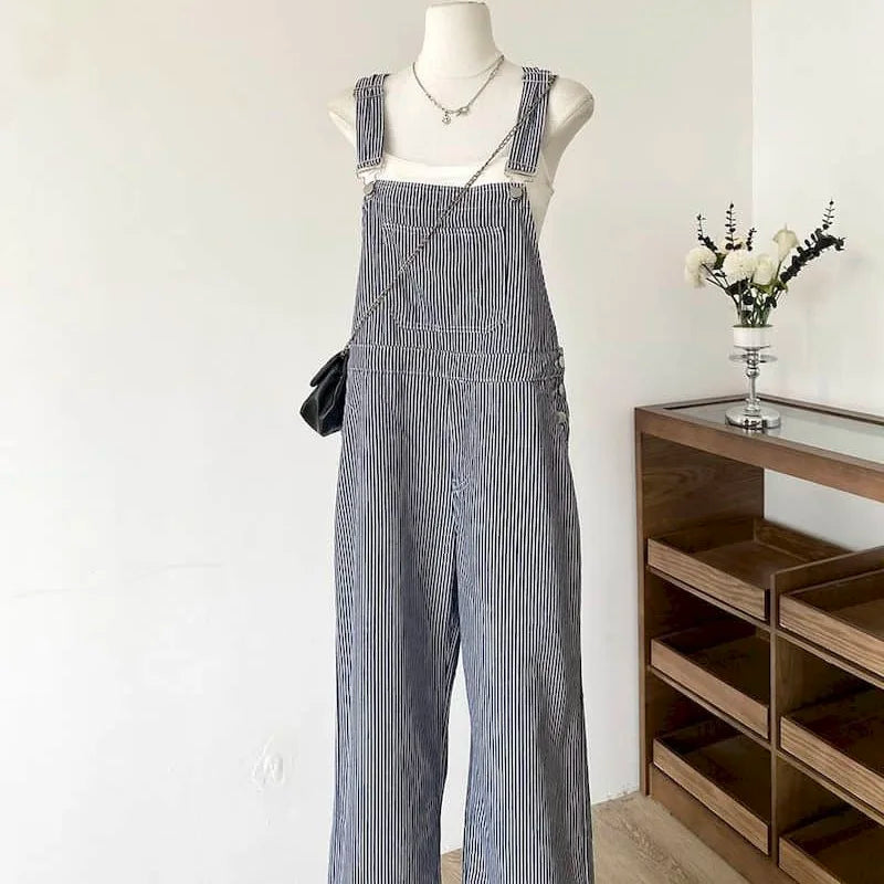 Jumpsuits Loose Casual Straight Pants American Style Jeans Vintage Artistic Rompers One Piece Outfits Autumn Women Clothing.