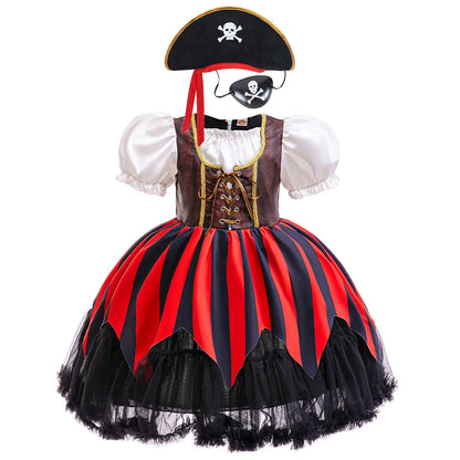 Halloween Mädchen Piraten Kleid Cosplay Karneval Party Piraten Rollenspiel Anzug Mit Kopftuch Kinder Bühne Leistung Kleidung.