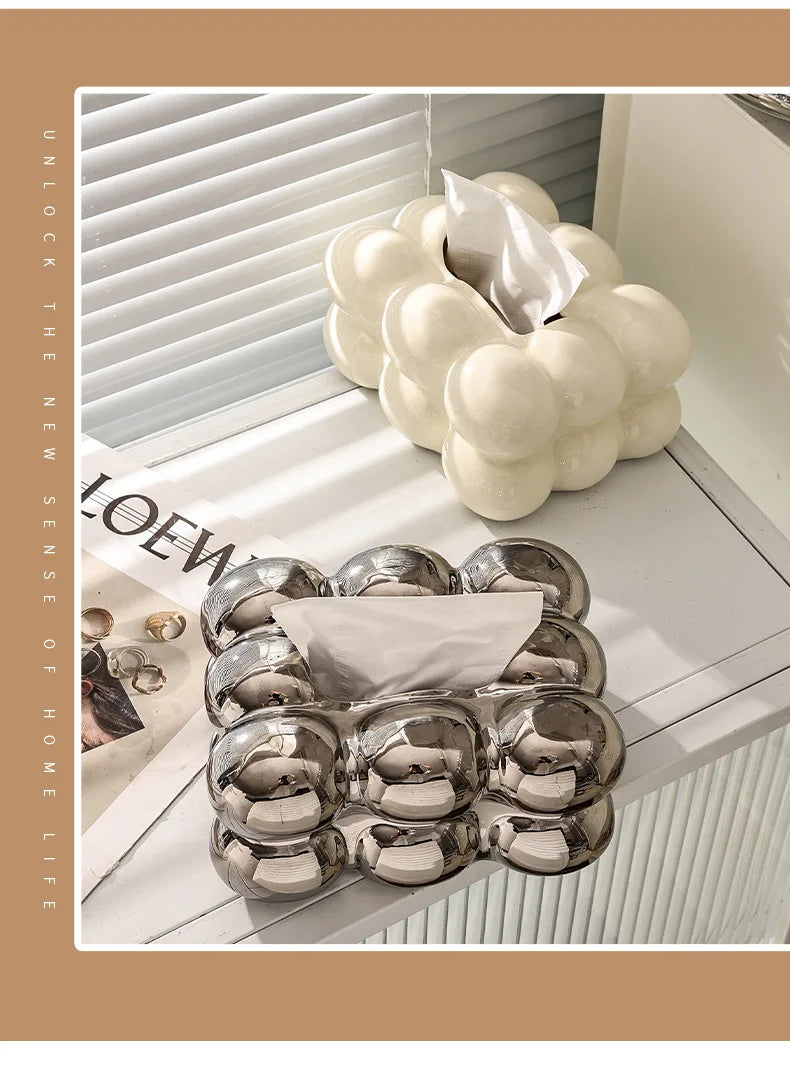 Cotton Candy Drawer Tissue Box Ceramic Light Luxury Home Living Room Creative Table Tissue Box Modern Ceramics Tissue Case.