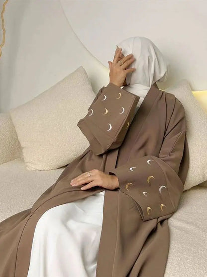 Ramadan Abayas For Women Moon Embroidered Kimono Abaya Dubai Luxury 2025 Islam Muslim Kaftan Modest Dress Kebaya Damen Caftan.