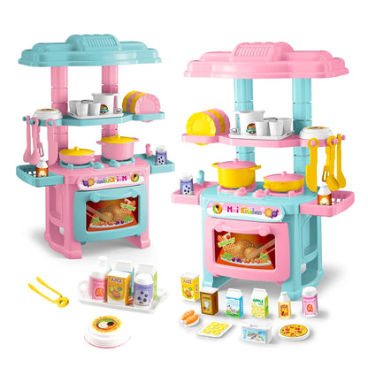 Kitchen Playset Toys, 2 Color Random Play Food Set Accessories Play Sink & Oven, Toddler Kitchen Mini Cutting for Boys and Girls.