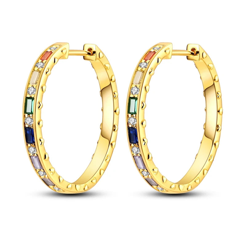 Yellow Gold Starlight Hoop Earrings For Girl Sparkling Classic Snakebone Multi-loop Earrings Star Moon 925 Silver Women Earring