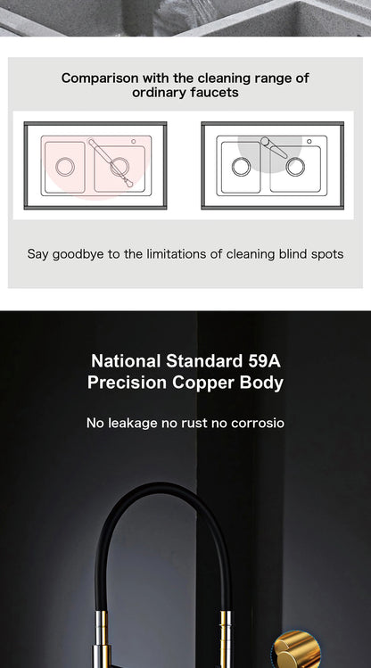 Modern Chrome Brass Pull Out Kitchen Faucet 2 Spray Modes Ceramic Valve Hot/Cold Water High Arc 360 Swivel Sink Mixer Tap