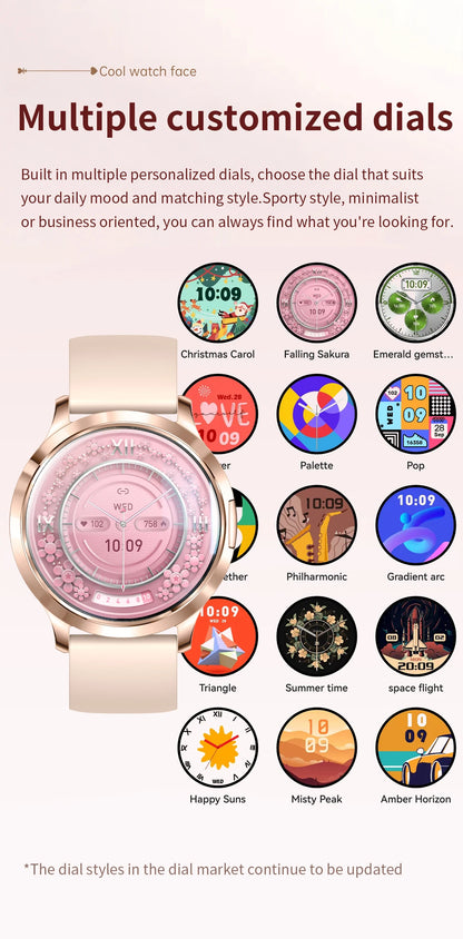 2025 New Smart Watch For Women AMOLED Screen Watches IP68 Waterproof Heart Rate Monitor Ladies Call Smart watch For Android ios.