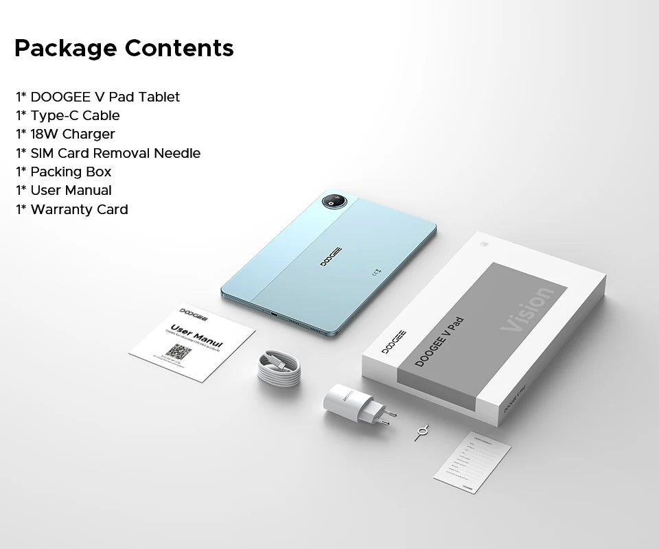 Doogee V Pad 5g 2 in 1 Tablet Pc 12" Dimensity 7050 Android 15 32Gb Ram (8+24) 256Gb Rom 8800Mah Battery Wifi 6 Ultra-Thin 5g Pc