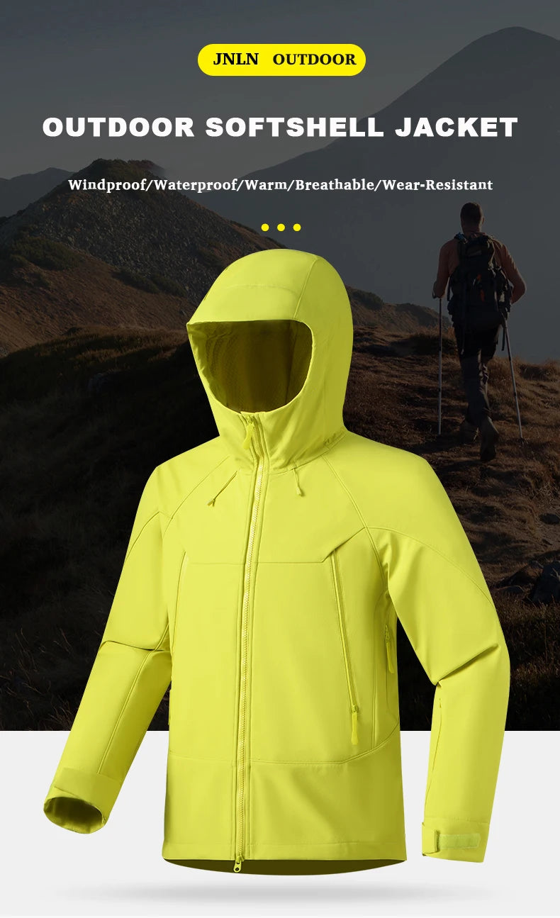 JNLN Men Women Waterproof Soft Shell Jacket Windproof Warm Fleece Rain Coat Unisex Hiking Climbing Trekking Outdoor Windbreaker.