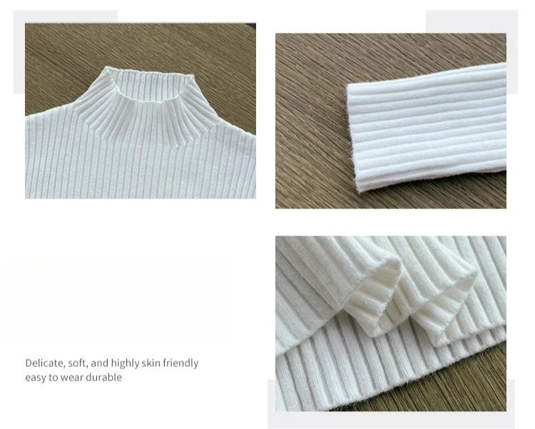 Women Long Sleeve Casual Turtleneck Warm Basic Sweater Chic Autumn Winter 2025 Pullovers Knit Jumpers Solid Color Slim Tops.