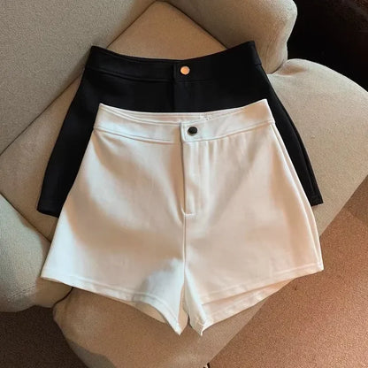 High-waisted Slimming A- line Tight Black Shorts For Women 2024 Spring Korean Style Elastic Hot Pants High Elasticity.