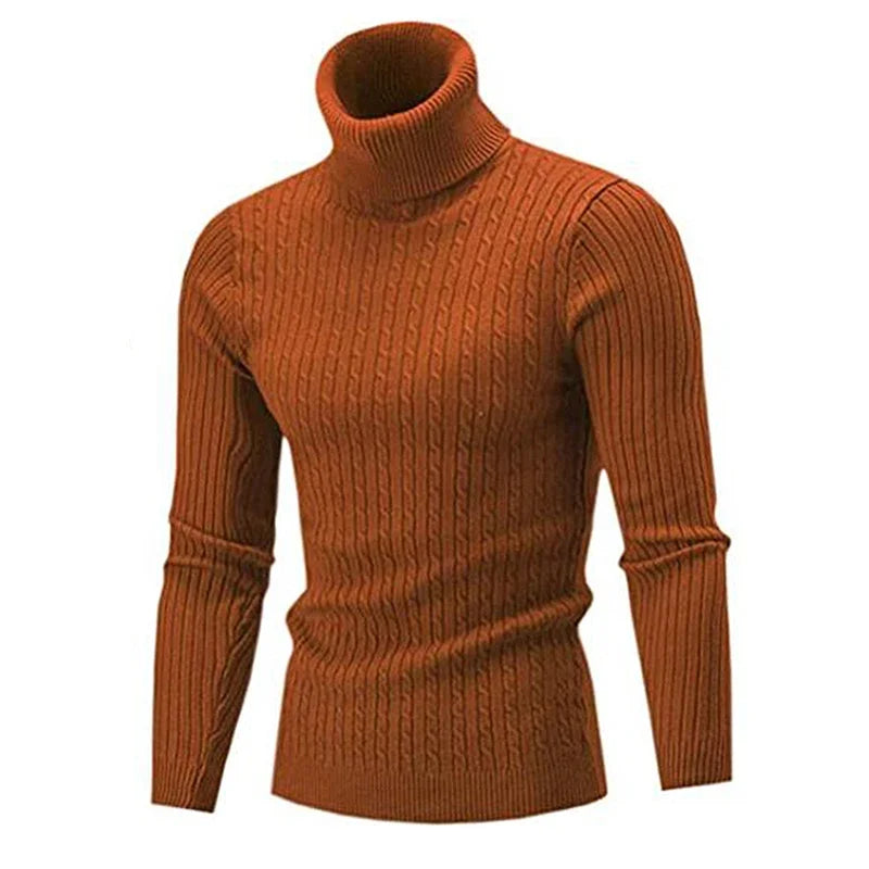 2025 Men's Warm Sweater Long Sleeve Turtleneck Sweater Retro Knitted  Pullover Sweaters.