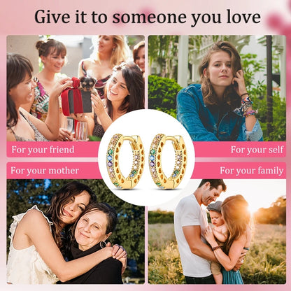 Yellow Gold Starlight Hoop Earrings For Girl Sparkling Classic Snakebone Multi-loop Earrings Star Moon 925 Silver Women Earring