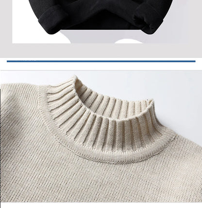 Men's Winter Fleece Pullover Knit Sweater Wool Plus Velvet Clothing Thick Warm O-neck Jumpers Fashion Y2K Knitwear.
