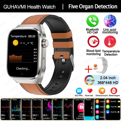 2025 New AI Intelligent Diagnosis ECG+PPG Smartwatch Health Protection Blood Lipids Uric Acid Heart Rate BT Call Smart Watch Men