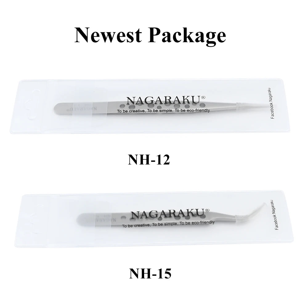 NAGARAKU Makeup Eyelashes 2pcs set N-01 N-02  Eyelashes Tweezers NH-12 NH-15  Accurate Lashes ST-12 ST-15  Pincet Stainless.