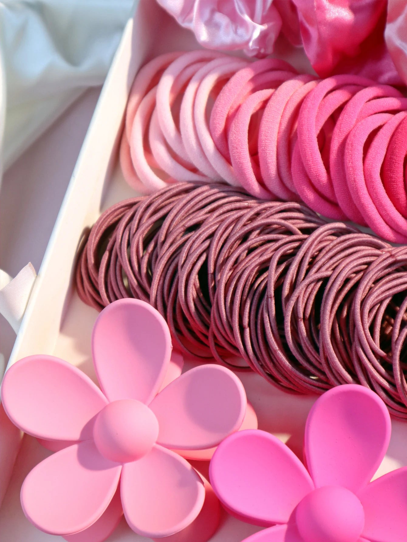 Fashionable Pink Hair Accessories Set for Women, Seamless Ponytail Holders Variety Hair Scrunchies For Women Lady 2024.