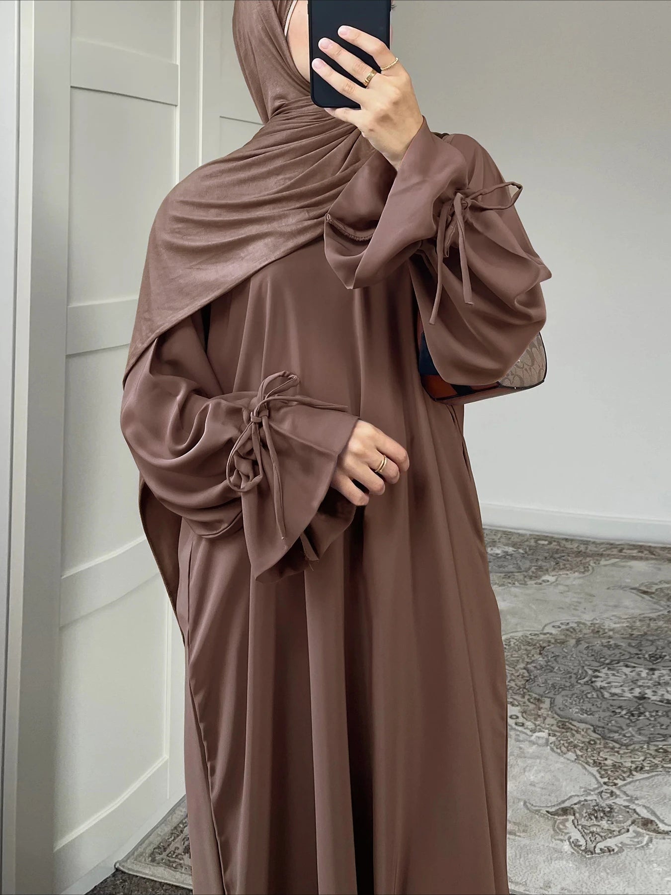 Eid Muslim Dress for Women Abaya Bow Jalabiya Ramadan Lace Up Vestidos Largos Islam Arab Long Robe Morocco Dubai Kaftan 2025.