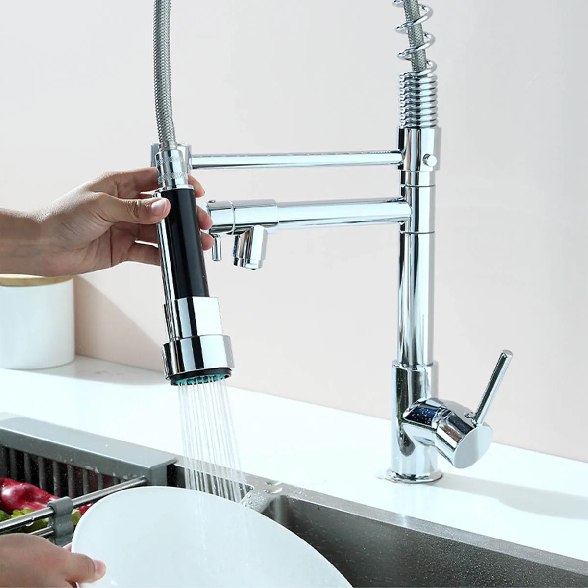 Kitchen pull-out faucet nozzle handheld ABS faucet water-saving high-pressure nozzle bathroom sink faucet replacement