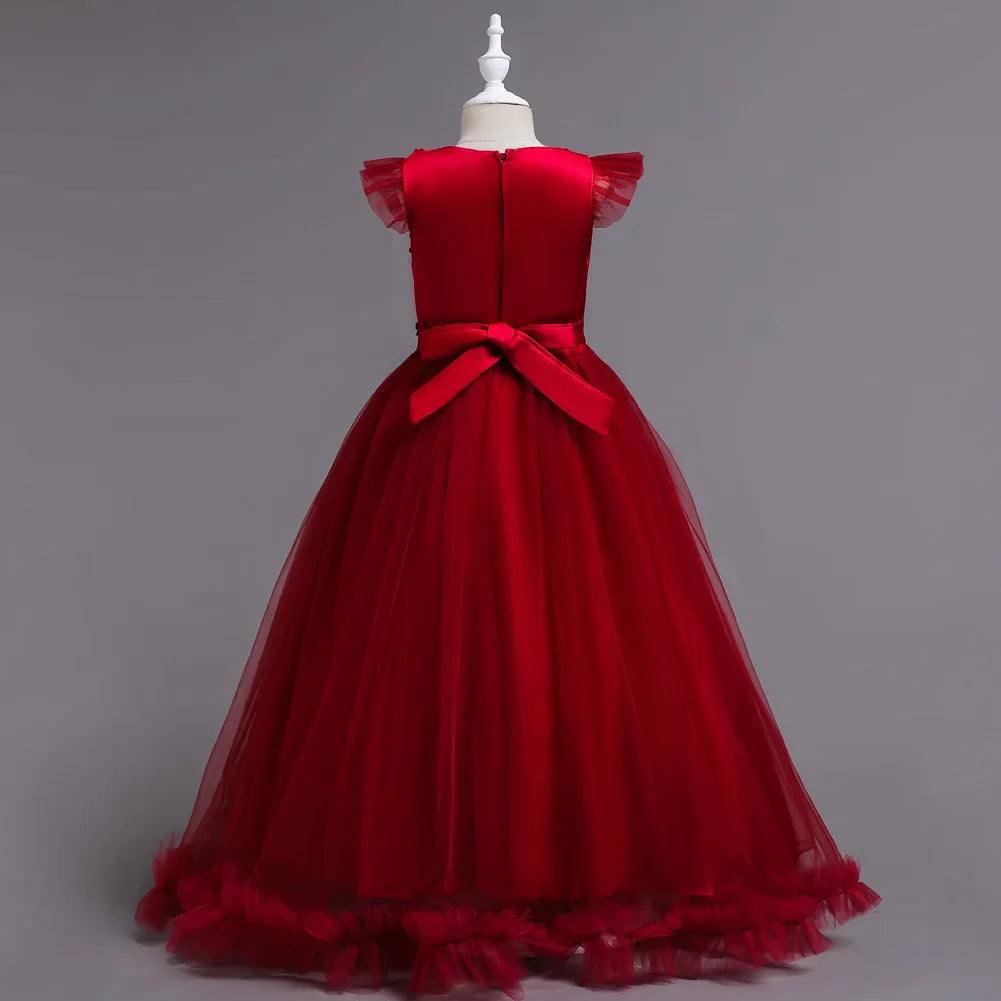 2025 Mädchen-Partykleider für Kinder, Mädchenkleider, Stickerei, Leistung, Junior-Kleid, Hochzeit, Abend, Abschlussball, Urlaub, Rock, Kostüm.