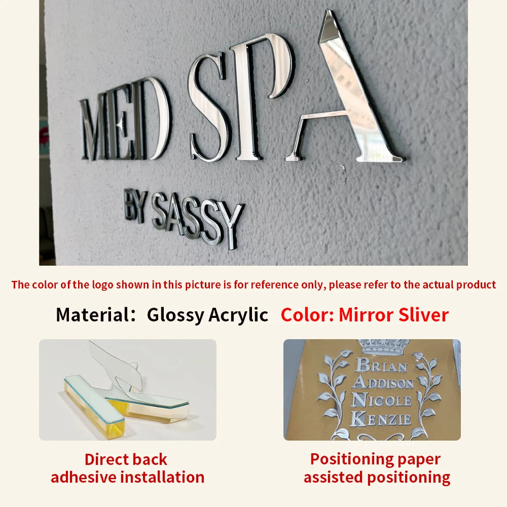 Personalized Large Business Sign Wall Mounted Acrylic 3D Logo Sign Custom Wall Art Beauty Salon Shop Bar Decor Home Decorations.