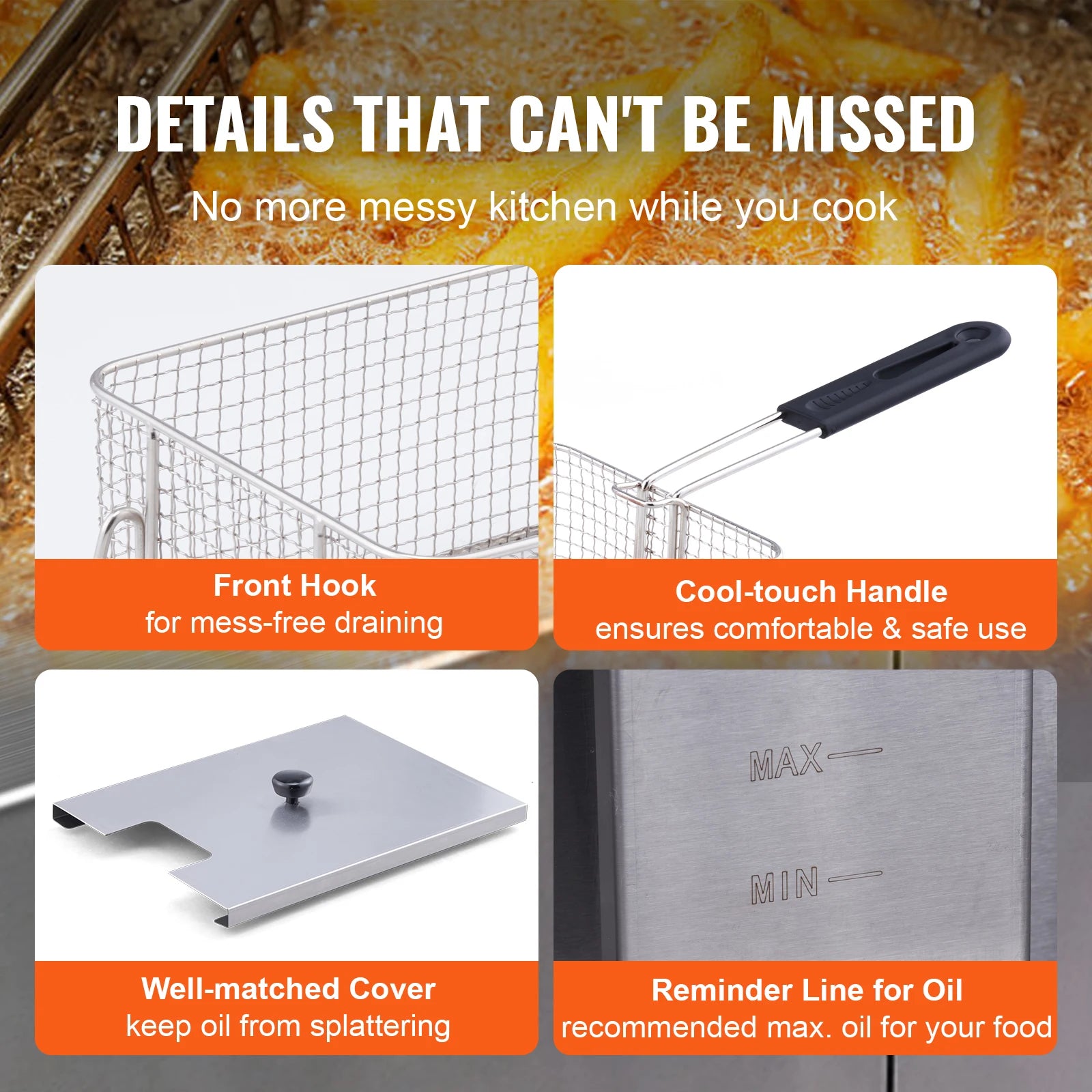 SucceBuy Commercial Electric Deep Fryer w/Dual Tanks 12L 3000W  Stainless Steel Countertop Fryer for Fried Chicken French Fries.