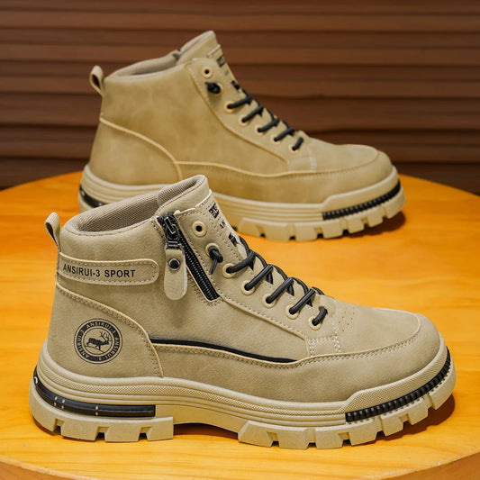 Men's high top denim boots, casual sports shoes, trendy and fashionable men's boots.