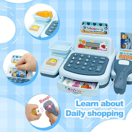 Simulation Shopping Cash House Toys Electronic Game Lighting And Sound Effects Supermarket Cashier Toys.