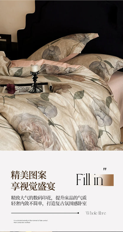 Cotton Bedding Set Luxury Soft Duvet Cover Flat Sheet Pillowcases Single Double Queen King Size Quilt Cover Set.